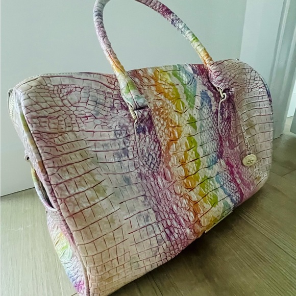 BRAHMIN Melbourne Collection Spencer Rainbow Snake Print Weekender Bag - Picture 2 of 6
